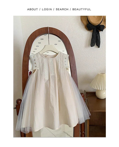 Girls Summer Dress 2025 Korean Toddler Princess Gown Fashionable Kids Dress for Big Girl Trendy Summer Clothes Cute Party Outfit