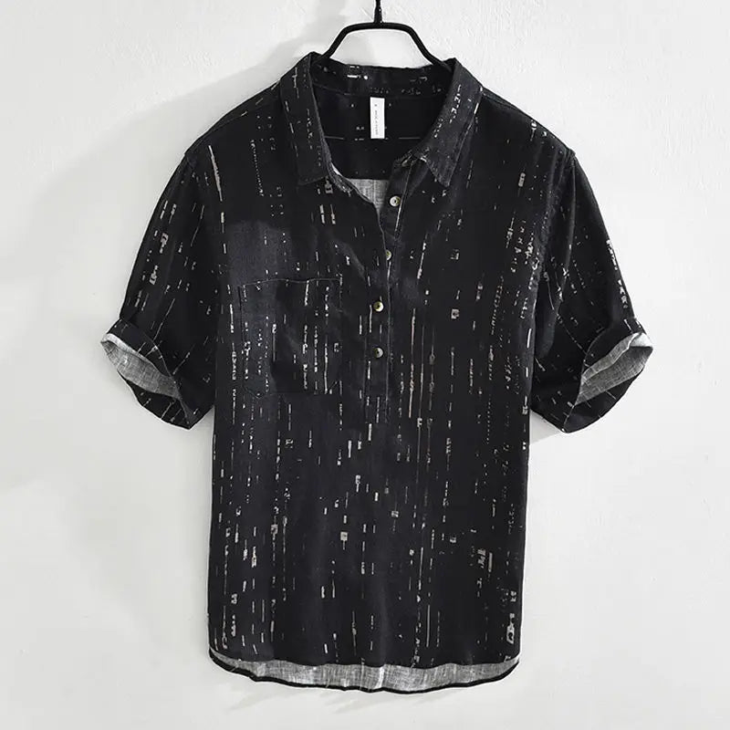 Summer Men Clothing 2025 New Fashion Casual Versatile Shirt Short-sleeved Top Loose Printed Thin