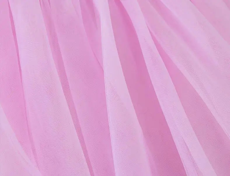 Flower Girl Dresses Pink Tulle Puffy With Bow Sleeveless Toddler Girls Baptism Wedding Birthday Party Dress Leisure Frocks