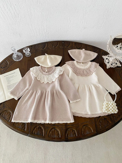 Dress for Baby Girls Soft Knitted Dress Autumn Winter Sweet Pink Princess Dress Girls Sweater Casual Baby Girl Clothing