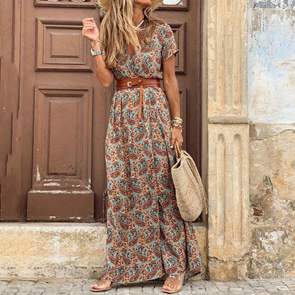 Long Dress for Women 2025 Summer Beach Bohemian Dresses Vestido Casual Robe Female Clothing Y2K Floral Skirt Elegant Maxi Dress