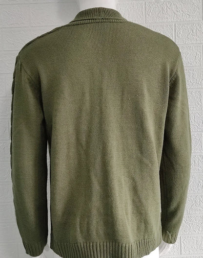 Autumn Winter Men's Warm Knitted Sweater Solid Single-breasted Twisted Texture Cardigan Lapel Slim Buttoned Thick Sweater Male