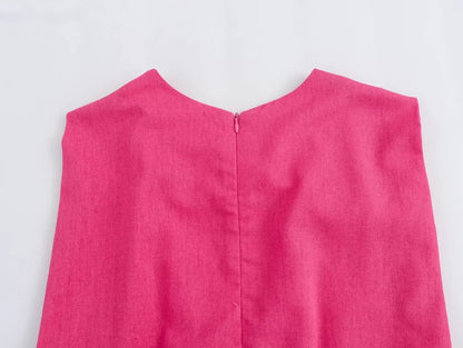 Summer Dress For Women 2024 Solid Waist Hollow Out O-Neck Sleeveless Slit Long Dresses Wild Casual Beach Woman Even Dress