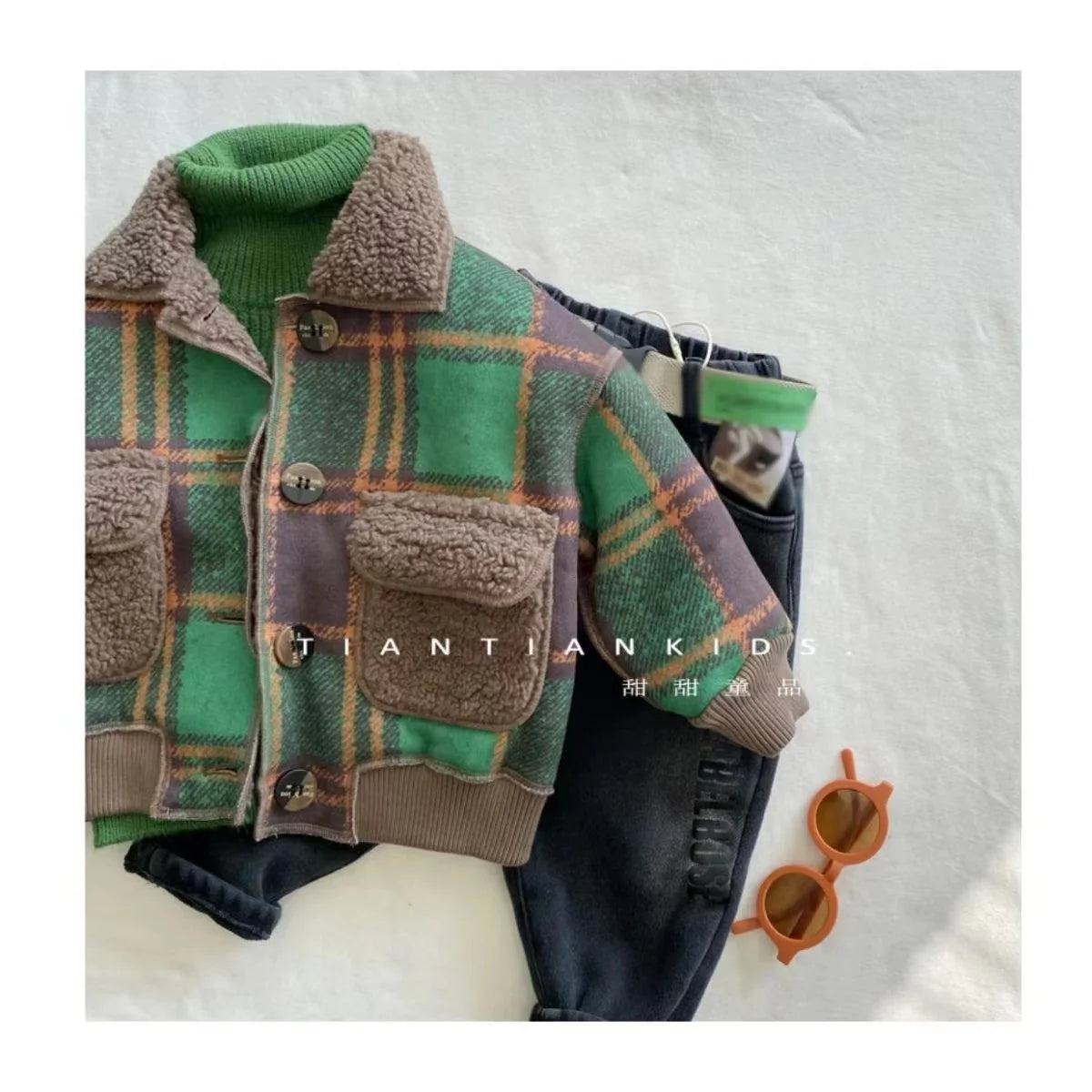 Autumn Winter Kids Boy's Clothes Baby Outfits Lamb Wool Cardigan Jacket Outerwear For Boys Baby Clothing Jackets Coats
