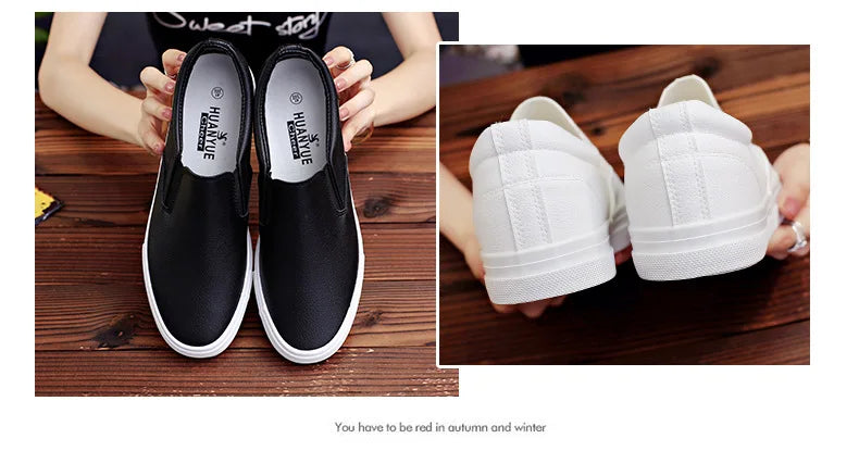 New Shoes for Men Leather Casual Shoes Spring Fashion Concise Flat Shoes 2 Colors Slip-on Loafers