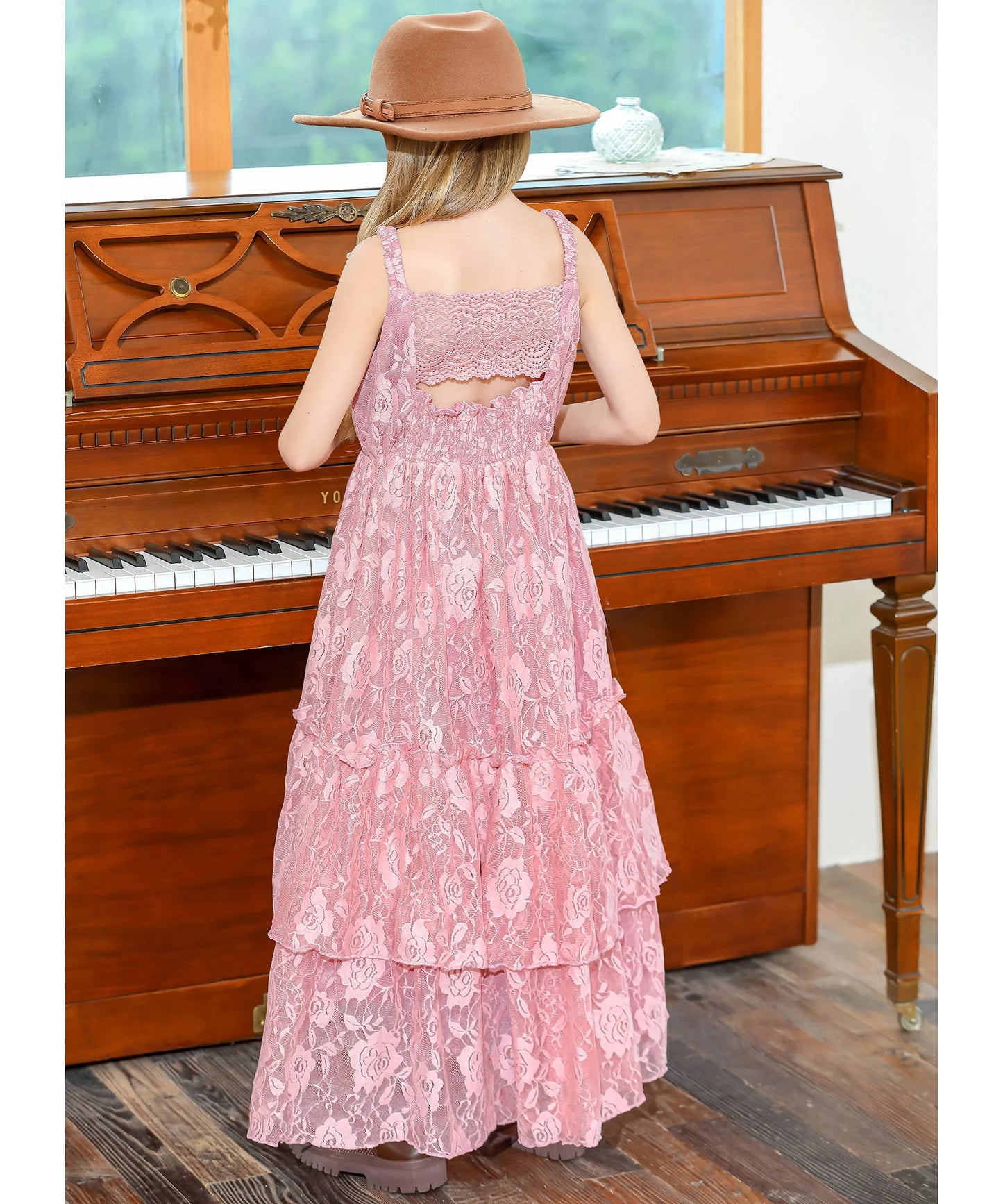 Summer Dress Girls Lace Flower Embroidery Dress Backless Toddler Bohemian Long Dress For Kids Birthday Wedding Party Beach Wear