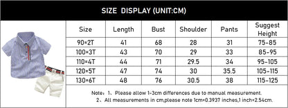 Summer Boys Clothing Sets Cotton Striped Short Sleeve Shirt Pants 2Pcs Suit For 2-6 Years Kids Casual Outfits Gentlemen Suit