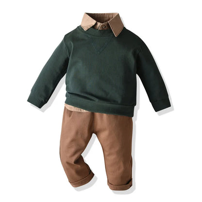 top and top Autumn Winter Fashion New Toddler Baby Boys Casual Clothing Sets Long Sleeve Shirt+Sweatshirt+Trousers 3PCS Suits