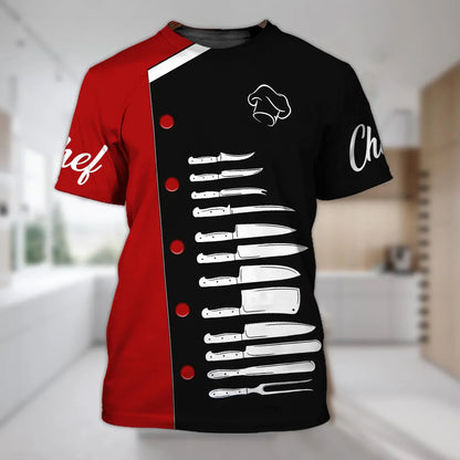 Summer Tide Fashion Chef's Knife Picture Men T-Shirts  Casual 3D Print Tees Hip Hop Personality Round Neck Short Sleeve Tops