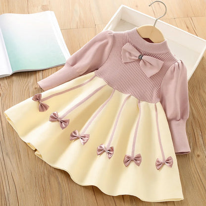 Autumn winter girls' sweater long sleeve dress 2025 Christmas party girl baby retro cheongsam lotus leaf knitted wool dress