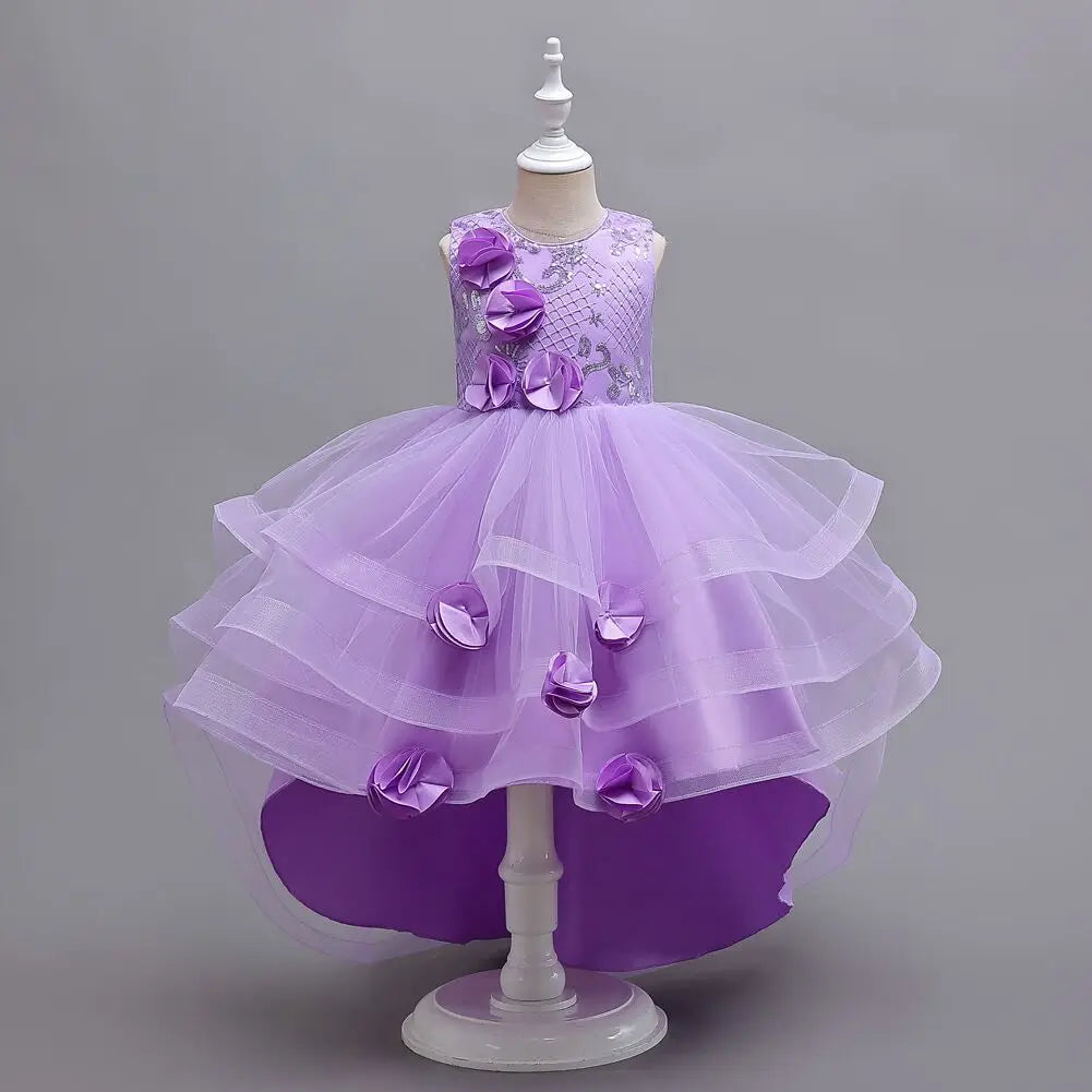 Summer 2025 Girls Dresses Kids Trailing Dresses Girls Kids Long Princess Dress Party Wedding Dresses 5 to 12 Years Old