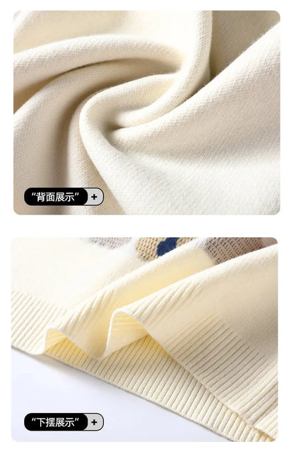 New Graffiti Printed Winter Letter Warm Men's Knitted Sweater Fashion Hoodies Loose Warm Street Autumn Woolen Pullover