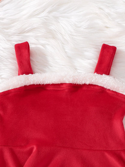 2026 New Year Dress For Girls Autumn And Winter Plush Jacket & Suspender Suits Elegant Dress Carnival Party Christmas Dresses