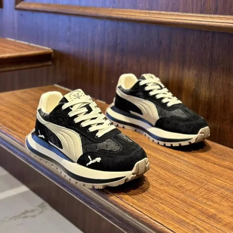 Men's shoes 2025 new summer casual sports shoes, thick-soled, height-increasing, breathable and versatile casual running shoes