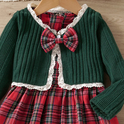 Kids Christmas Dress for Girls Clothes Autumn Winter 2024 New Child Cute Cartoon Print Long Sleeve Princess Dress Casual 2-8Y