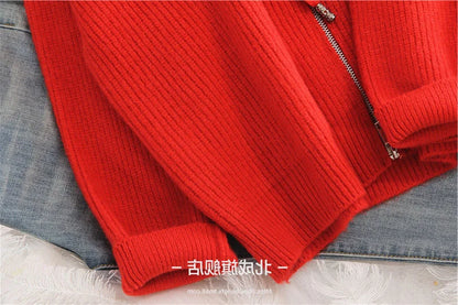 Women Cardigan Sweater Coat Hooded Fashion Solid color Sweater Female  zipper Knitted Spring Autumn Oversize Sweater Overcoat