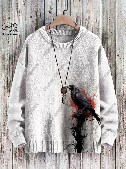 New Halloween Series 3D Printed Horror Crow Skeleton Cat Witch Pattern Authentic Ugly Sweater Winter Casual Unisex Sweater W-1