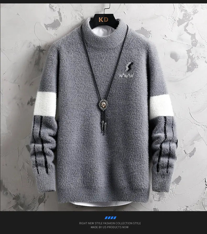 Winter New Style Men's Sweater Knitted Long Sleeve Men Sweaters Thicken Warm Wool Casual Male Clothing