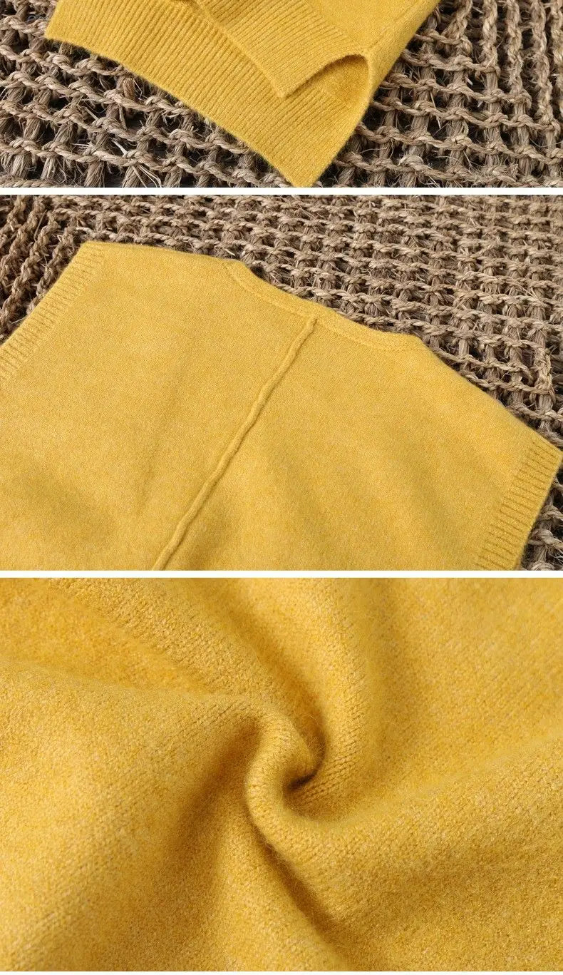 2023 Spring and Autumn New Korean V-neck Knitted Tank Top for Women's Casual Loose Sleeveless Age Reducing Top