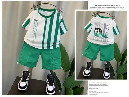 Summer Boy Clothing Suit New Children's Clothes Set Boys Short Sleeve T-Shirt Shorts 2 Piece Set Kids Sportswear Suit 2 4 6 8Y