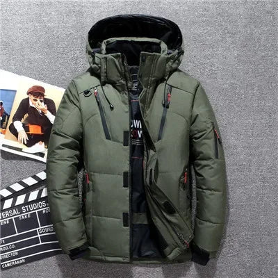 -20 Degree Winter Down Coat Men White Duck Down Parkas Jacket Mens Thick Warm Snow Parka Jacket Overcoat Windbreaker Warm Parkas