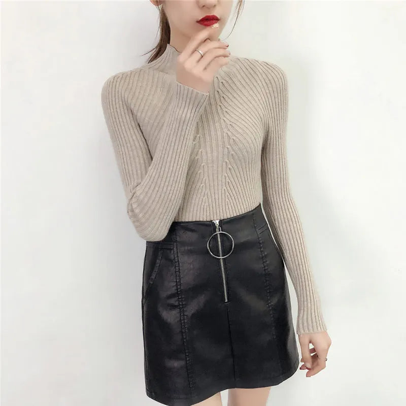 Autumn Winter Turtleneck Sweater Women Basic Slim Pullover Women Sweaters And Pullovers Knit Jumper Ladies Tops 2025