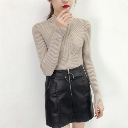 Autumn Winter Turtleneck Sweater Women Basic Slim Pullover Women Sweaters And Pullovers Knit Jumper Ladies Tops 2025