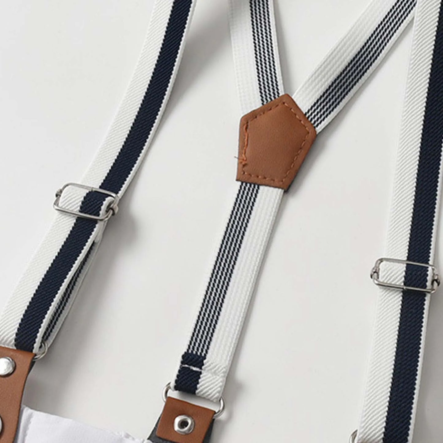 Baby Boys Summer Short Sleeve Lapel Bow Tie Romper with Suspender Shorts Beret Christening Birthday Wedding Party Gentlemen Suit