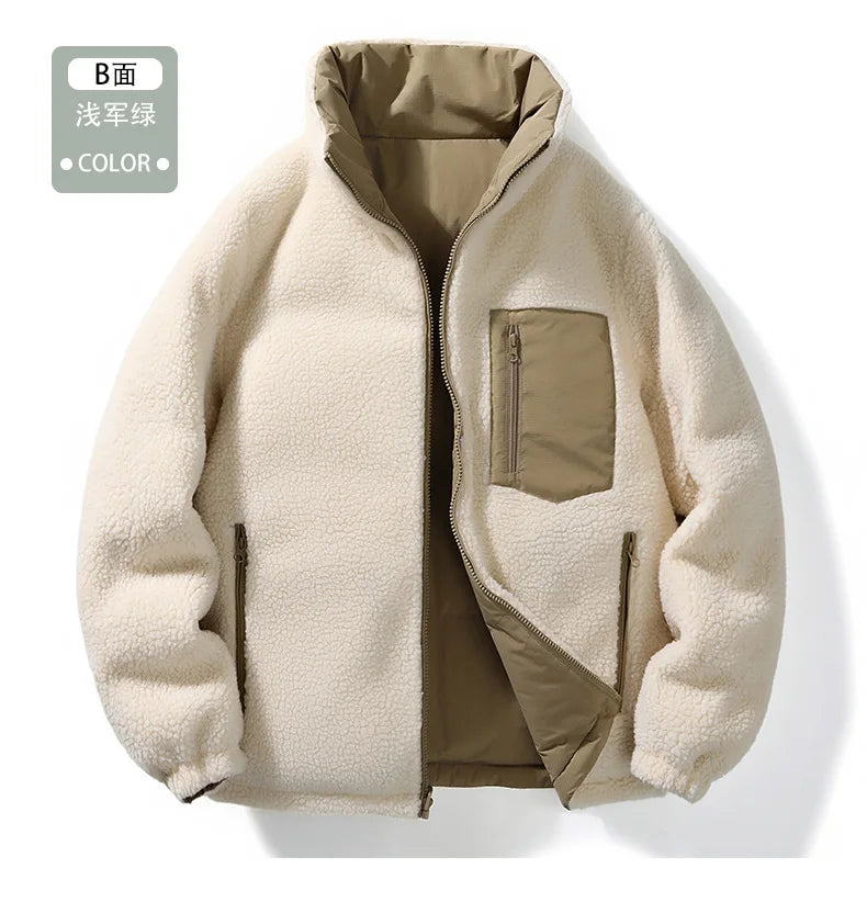 Winter Cotton Coat for Men - New Style, Lamb Hair Padded Cotton Coat, Double-sided Wear, Loose and Warm Cotton Jacket for Women