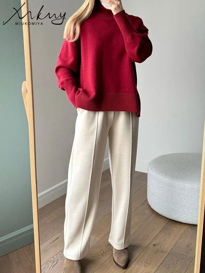 Winter Clothes Brown Sweaters Women Oversize Turtleneck Warm Pullovers Thick Sweaters For Women Oversized Sweater White Jumpers