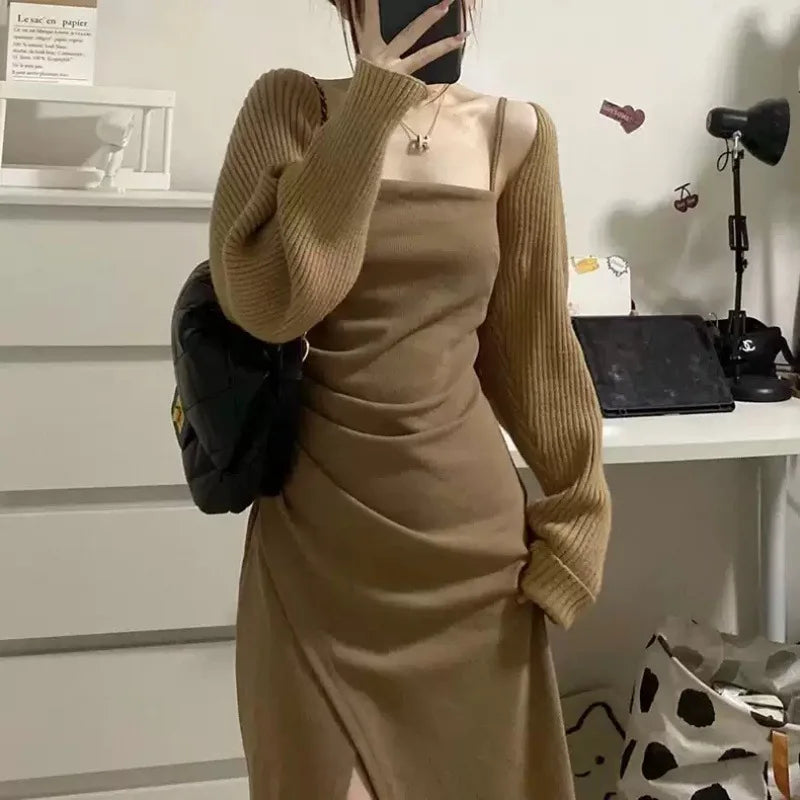 Sweater Women 2025 Fashion Autumn temperament knitted cardigan shawl small camisole strap loose thin Cardigan Women XMM2315