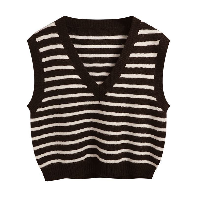Women Autumn Winter Preppy Style Sweater Vest New Fashion Pullover Elastic Knit Ladies Jumper Casual Stripped Female Basic Tops