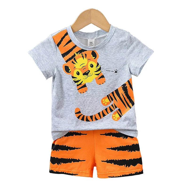 Summer Children Clothes Set Suits Boys Short Sleeve Cartoon T-shirt+Shorts 2 Pieces Set Kids Fashion Tracksuits