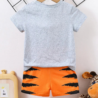 Summer Children Clothes Set Suits Boys Short Sleeve Cartoon T-shirt+Shorts 2 Pieces Set Kids Fashion Tracksuits
