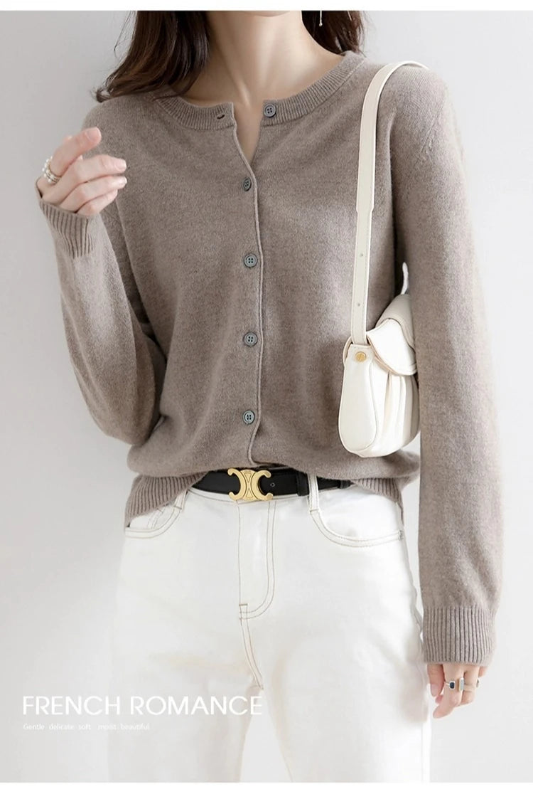 Women Autumn Winter Single-Breasted O-Collar Cardigan Vintage Long Sleeve Knitting Sweaters Casual Loose Versatile Streetwear