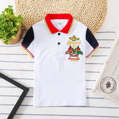 Boys Summer T-Shirt Short Sleeve Kids Polo Shirts for Boys Children Patchwork Tees Baby Tops girls Clothes for 3-7year Shirt Top