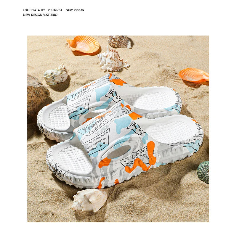 New Stylish Summer Men Shoes Comfortable Male Beach Slippers Soft Slides Non-slip Massage Indoor Fashion Slippers Outdoor 887