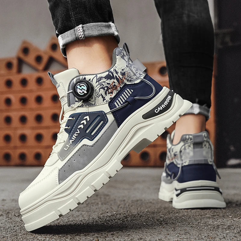 Men's Casual Outdoor Boots Fall Breathable Trendy Versatile Leisure Knob Board Shoes Anti-slip Riding Fashion Sneakers