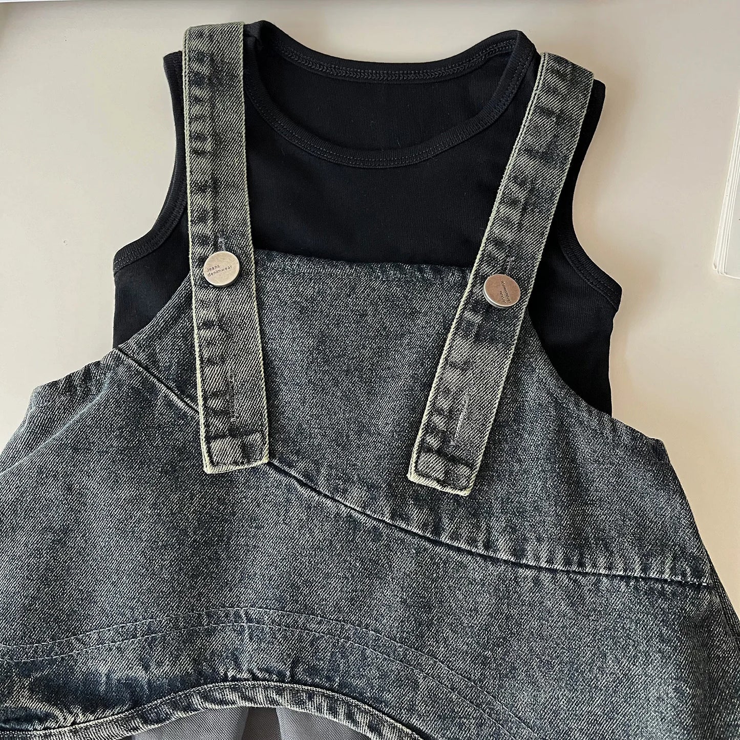 Girls Summer Dress 2025 New Summer Strap Dress Children Princess Denim Fashion Yarn Patchwork Dress