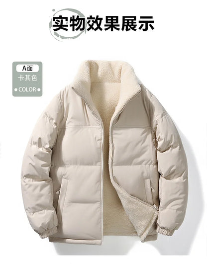 Winter Cotton Coat for Men - New Style, Lamb Hair Padded Cotton Coat, Double-sided Wear, Loose and Warm Cotton Jacket for Women
