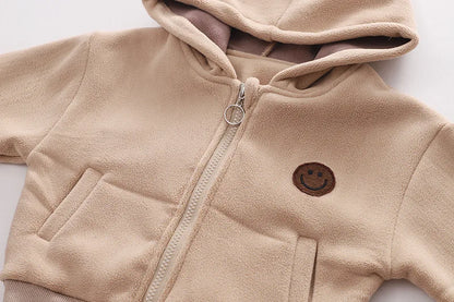 Winter New Baby Hooded Cotton Coat Long Sleeve Set for Boys and Girls' Vest with Velvet and Thickened Casual Three Piece Set