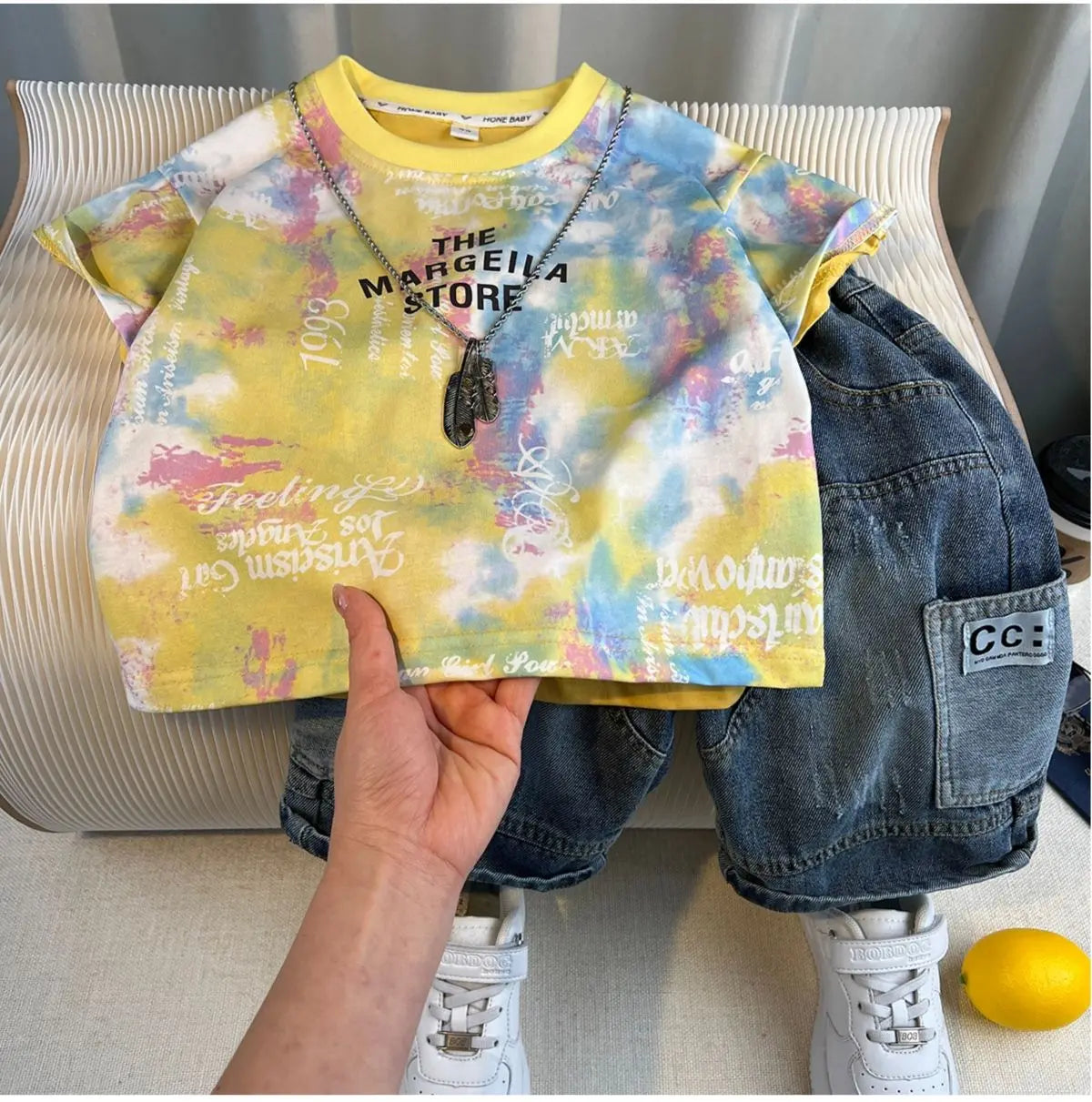 Boys Summer 2025 Boutique Design Outfits Baby Boys Short Sleeve Striped T-Shirt Jeans Shorts 2pcs Korean Clothes for Children
