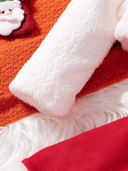 2026 New Year Dress For Girls Autumn And Winter Plush Jacket & Suspender Suits Elegant Dress Carnival Party Christmas Dresses