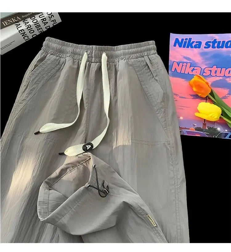 Summer Pants for Men Trendy and Versatile Loose Straight-leg Teenage American Quick-dry Cargo Casual