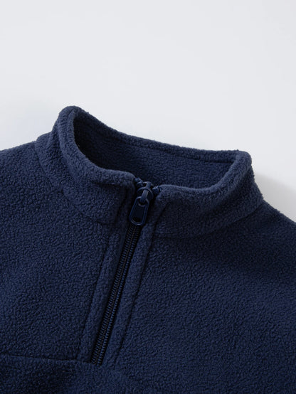 Girls Winter Casual Outfit Solid Color Fleece Thickened Hoodie Pants Clothes Set Half-Zip Children Sweater Sets