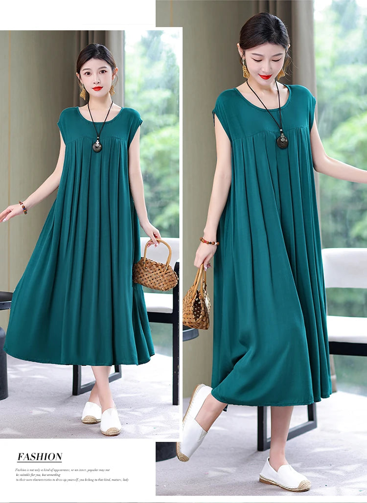 New Fashion Summer Dress For Women Sundress 2025 Casual short sleeve dress Print Female O-Neck Robe Oversize Bohemian dresses