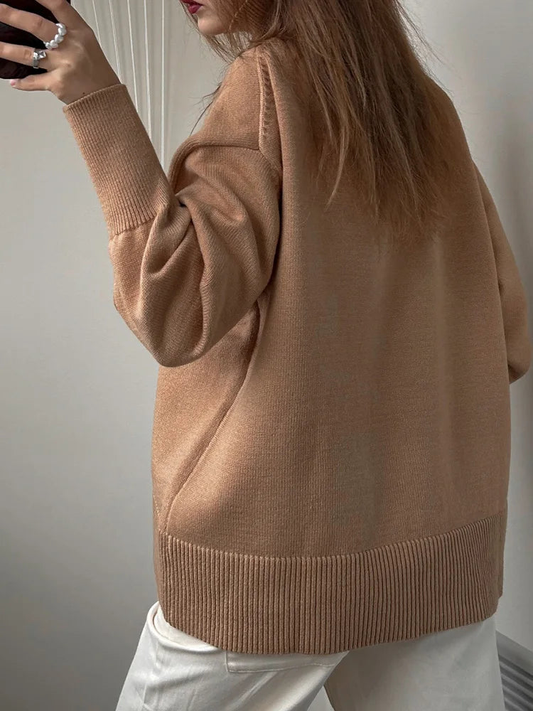 Winter Clothes Brown Sweaters Women Oversize Turtleneck Warm Pullovers Thick Sweaters For Women Oversized Sweater White Jumpers