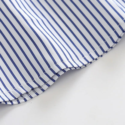 Summer Boys Clothing Sets Cotton Striped Short Sleeve Shirt Pants 2Pcs Suit For 2-6 Years Kids Casual Outfits Gentlemen Suit