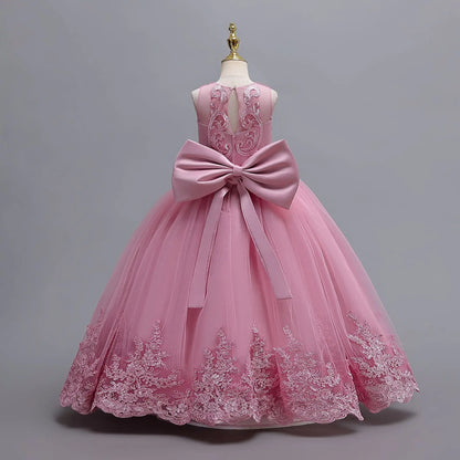 2025 New Hot Selling Girl Party Dress Gorgeous Big Bow Graduation Ball Dress 4 6.8 10 12 Elegant Birthday Dress Girl dresses