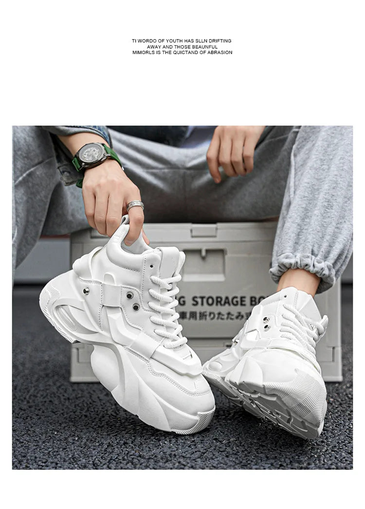 Shoes for Men High Quality Platform Sneaker Fashion High-top Leather Sports Men Shoes Thick-soled Casual Shoes Zapatillas Hombre